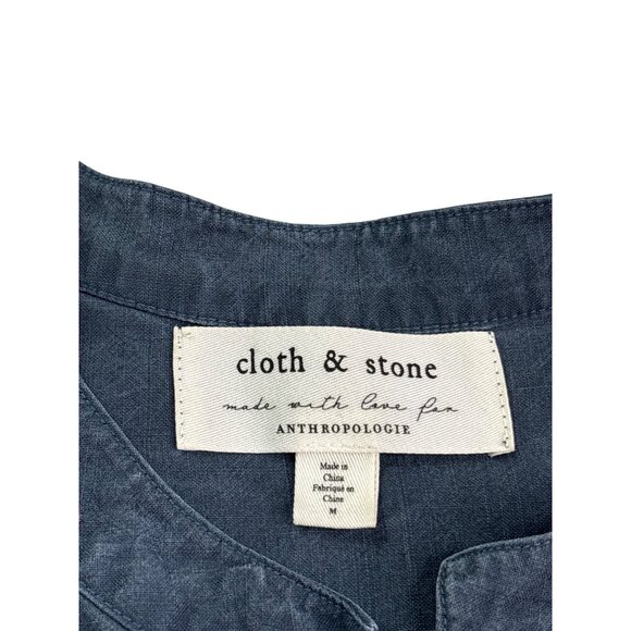 Anthropologie Cloth & Stone Womens Chambray Tunic Top M Blue Raw Hem No Belt - Picture 5 of 6